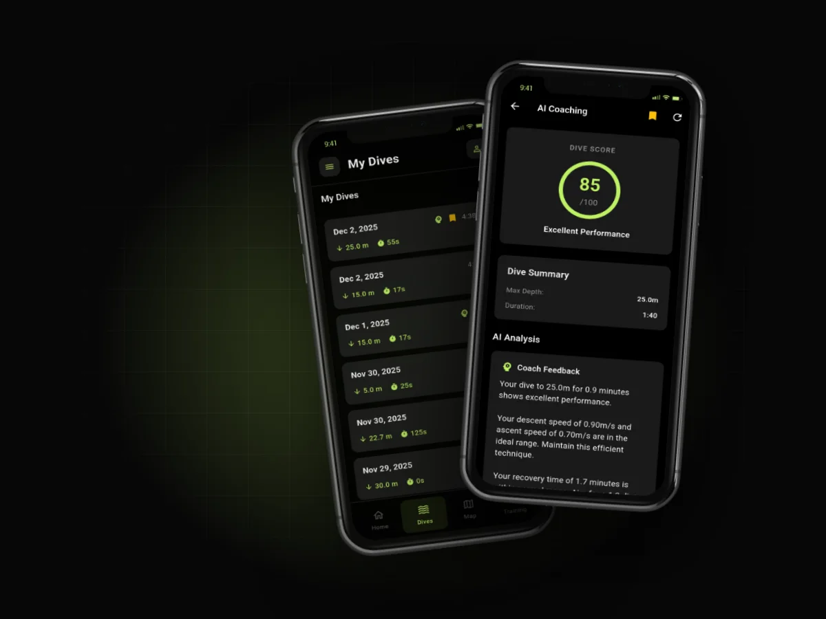 Spearo Tracker on a phone and watch